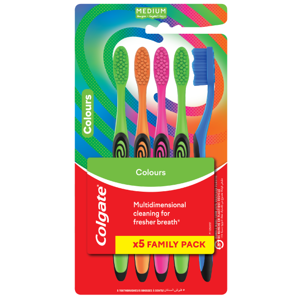 Colgate  Colors  Medium Toothbrush - Family 5 pack